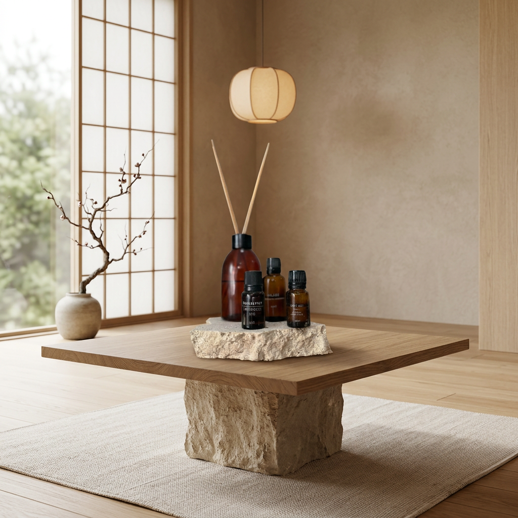Maison Japandi — Tables en pierre naturelle
