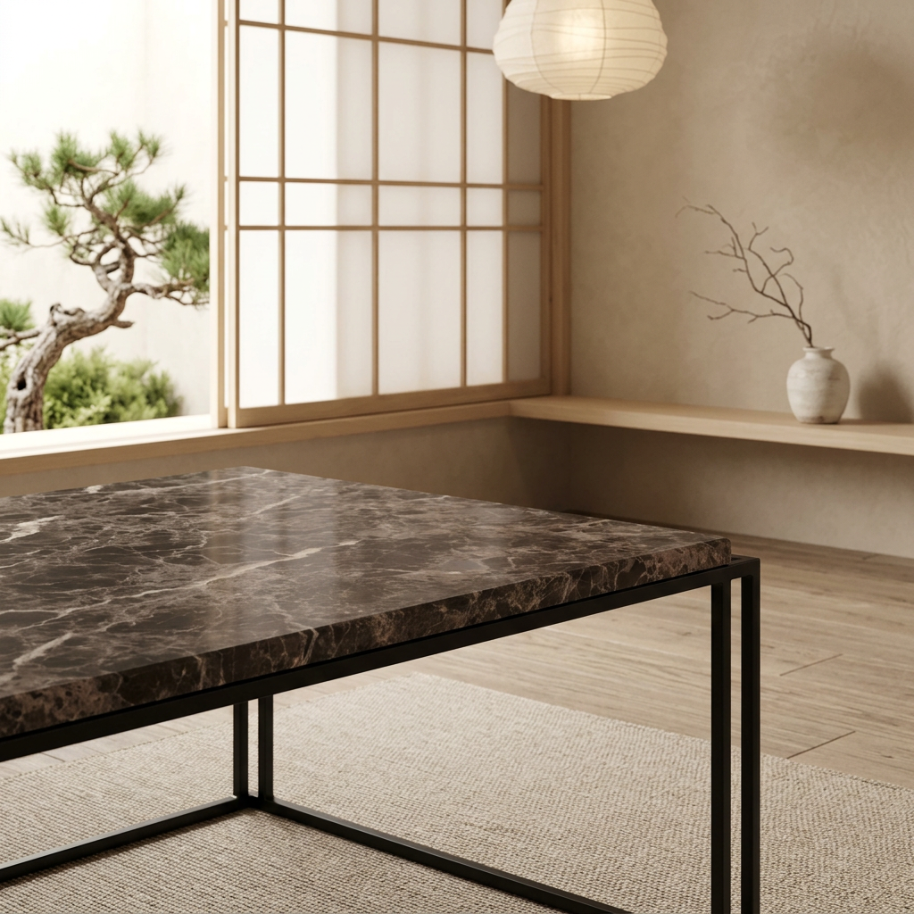 Structure table basse japandi Wabisabi pierre naturelle | Maison Japandi