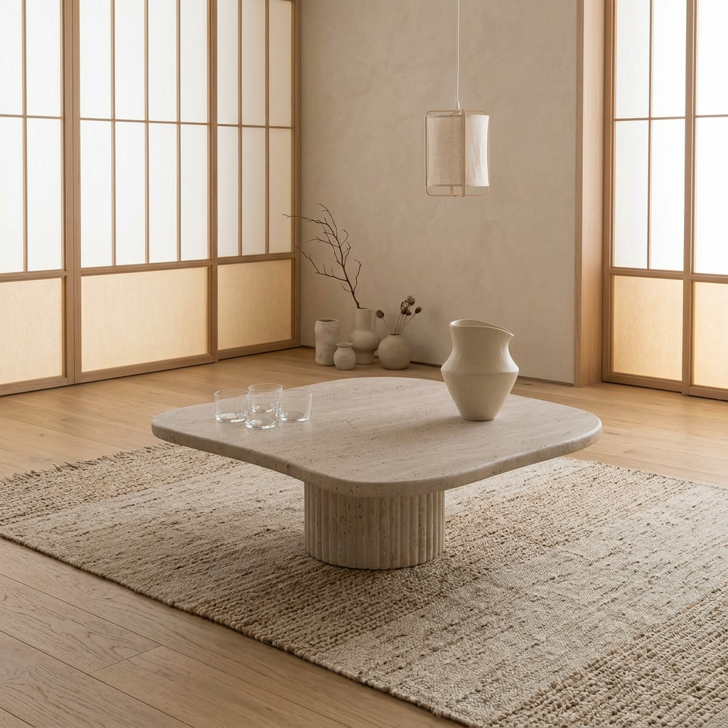 Structure table basse japandi Wabi pierre naturelle | Maison Japandi