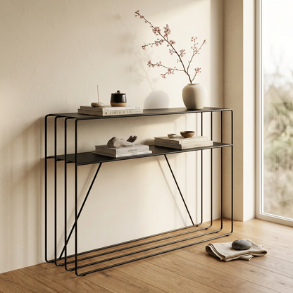 Détail pierre naturelle naturel — Console japandi Métal | Maison Japandi