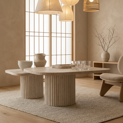 Détail travertin naturel — Table japandi Tables | Maison Japandi