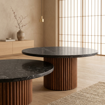 Détail marbre noir naturel — Table japandi Tables | Maison Japandi