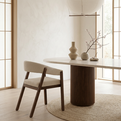 Plateau travertin — table à manger japandi Aki artisanal | Maison Japandi