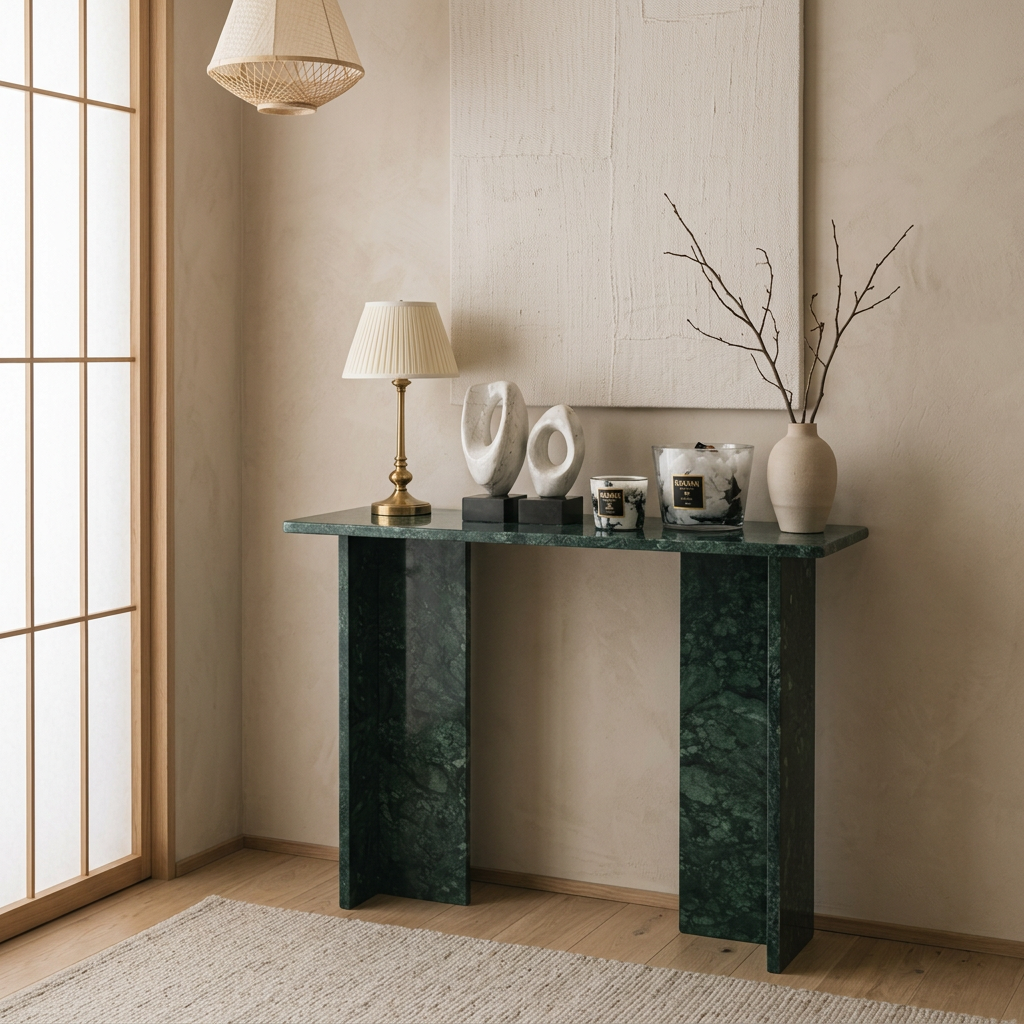 Détail marbre naturel — Console japandi Kaede | Maison Japandi