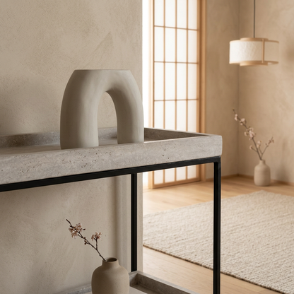 Détail travertin naturel — Console japandi Sen | Maison Japandi