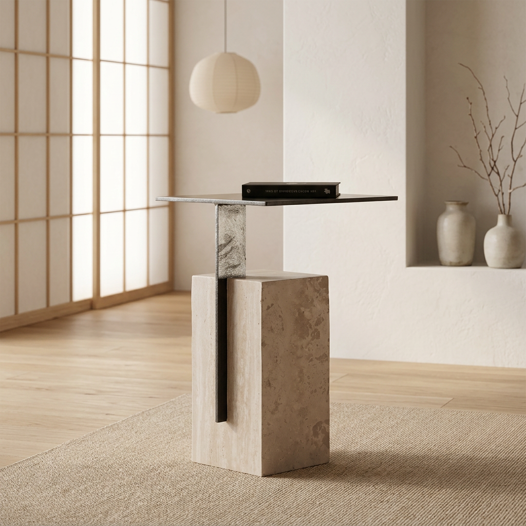 Table japandi dans un intérieur japandi — Travertin | Maison Japandi