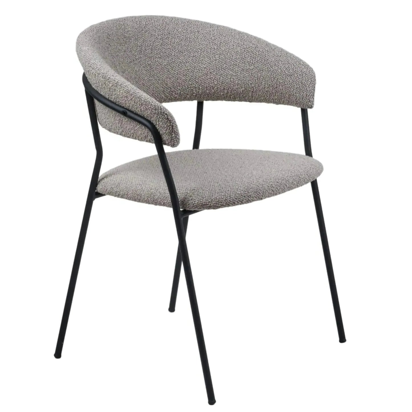 Japandi – Chaise Fri en Bouclette et Métal noir – Design moderne et chic