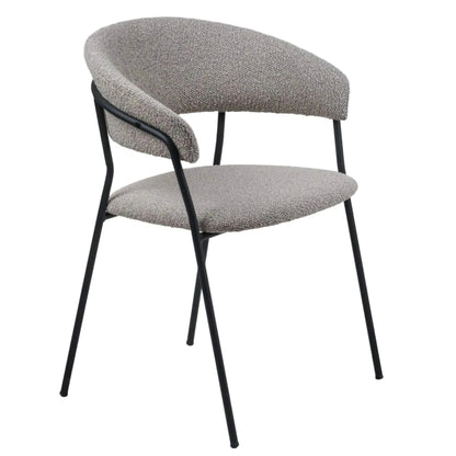 Japandi – Chaise Fri en Bouclette et Métal noir – Design moderne et chic