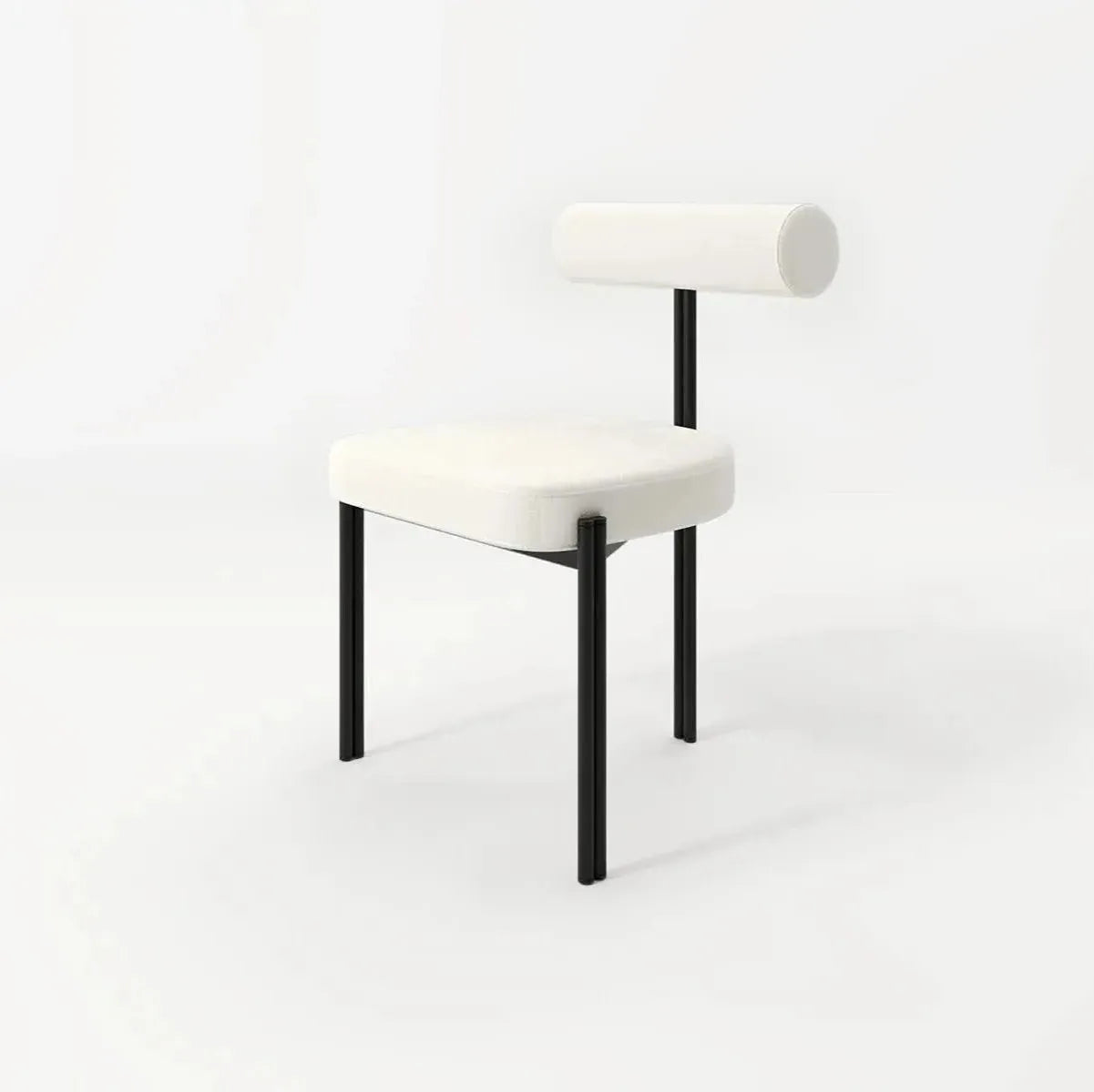 Japandi – Chaise Sol en métal noir et assise blanche – Design épuré et moderne