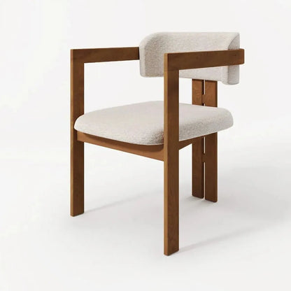 Japandi – Chaise Fuwa en Bois et Tissu clair – Design contemporain et confortable