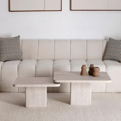 Tables Basses gigognes Japandi Yama - Travertin Naturel