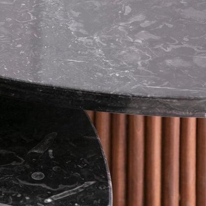 Tables Basses Gigognes Japandi Fuu en Marbre Noir et Bois – Design Élégant