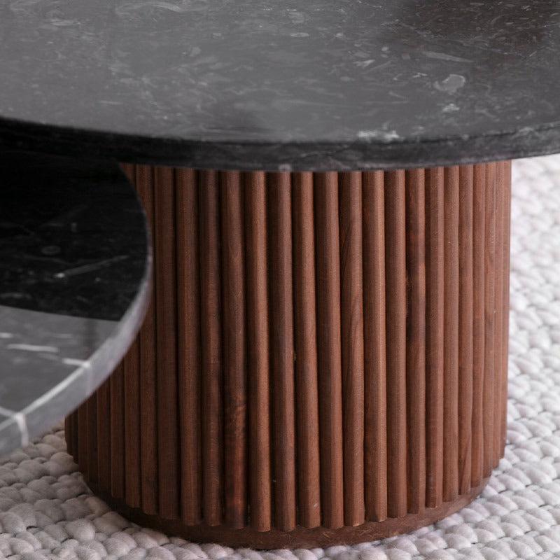 Tables Basses Gigognes Japandi Fuu en Marbre Noir et Bois – Design Élégant