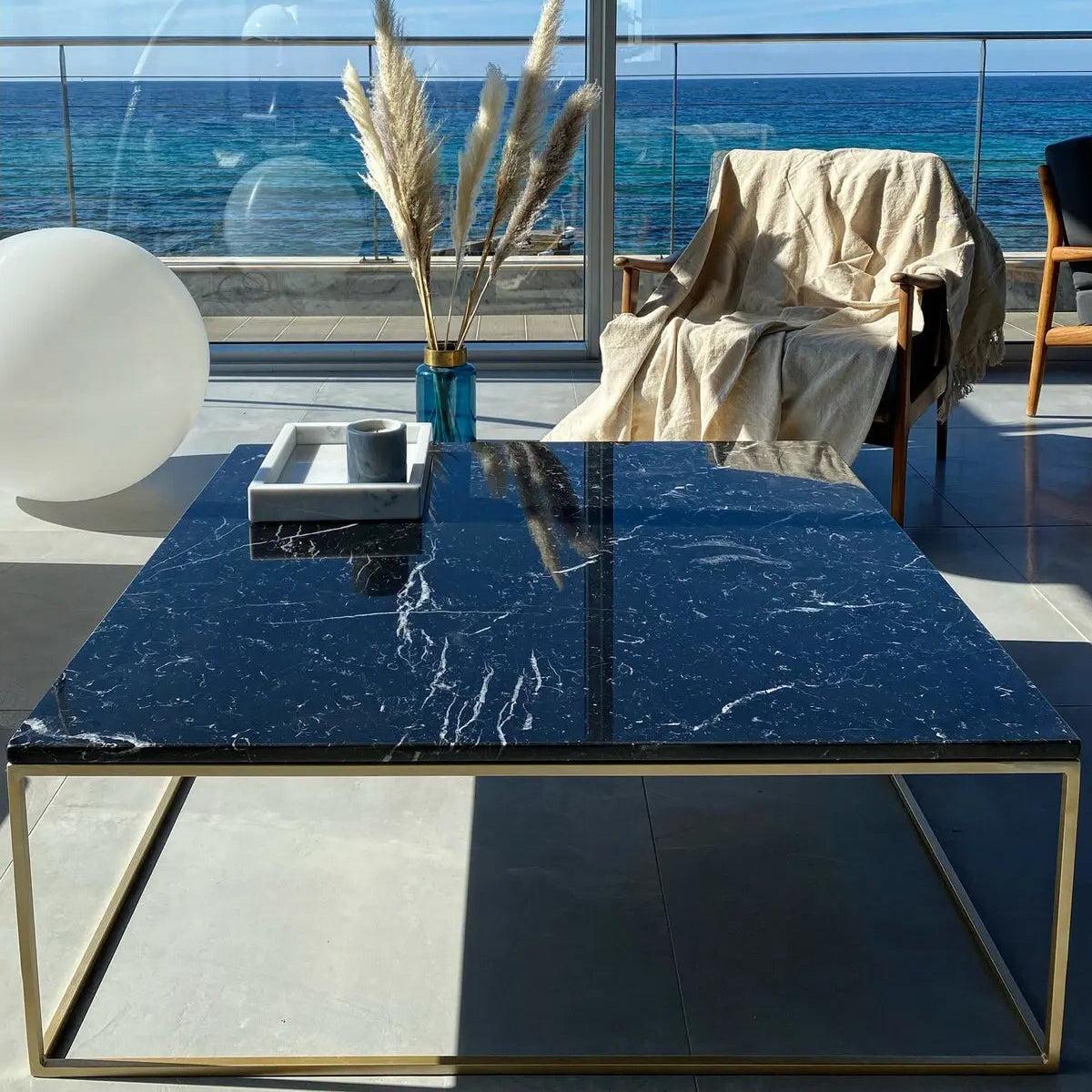 Table Basse Japandi Sei en marbre Noir – Élégance et design minimaliste