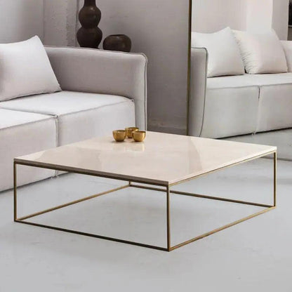 Table Basse Carrée Japandi Marbre et Métal Ryu – Style Moderne et Scandinave