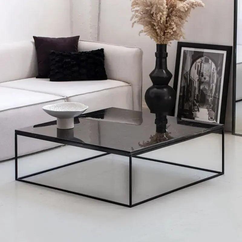 Table Basse Carrée Japandi Marbre et Métal Ryu – Style Moderne et Scandinave