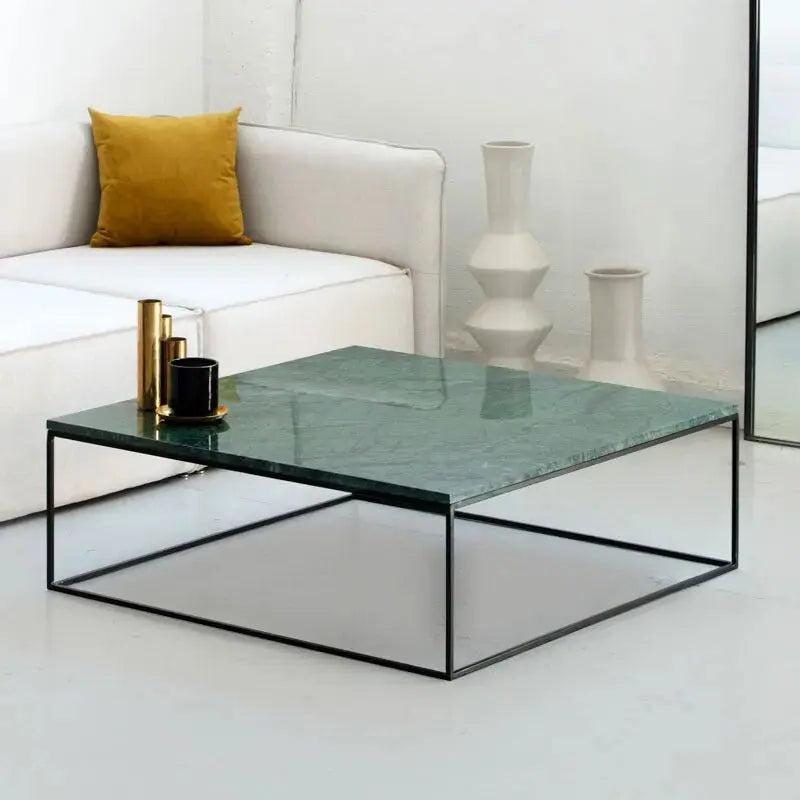 Table Basse Carrée Japandi Marbre et Métal Ryu – Style Moderne et Scandinave
