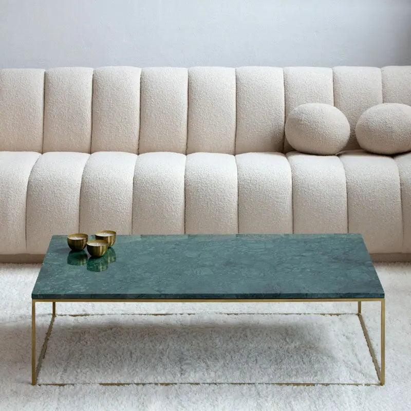 Table Basse Japandi Rindo en Marbre et Métal Doré – Élégance Moderne