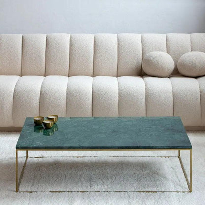 Table Basse Japandi Rindo en Marbre et Métal Doré – Élégance Moderne
