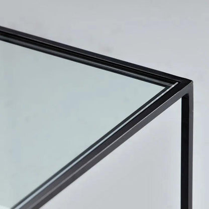 Table Basse Carrée Japandi Gin – Verre et Marbre Blanc Naturel