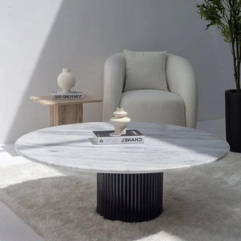 Table Basse Japandi Koto en Marbre blanc – Design moderne et élégant