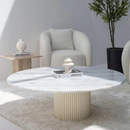 Table Basse Japandi Koto en Marbre blanc – Design moderne et élégant