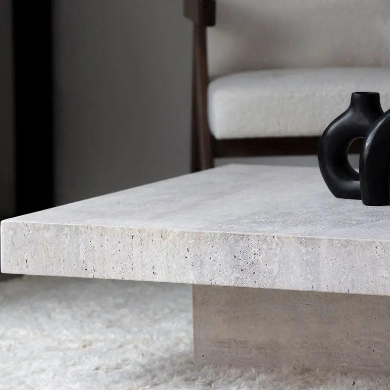 Table Basse Rectangulaire Japandi Travertin Ishi – Élégance Moderne et Durable