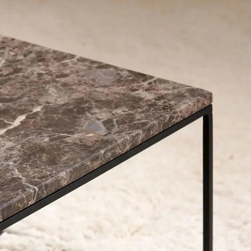 Table Basse Japandi Wabisabi en Marbre et métal – Rectangulaire, design moderne