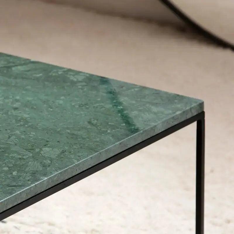 Table Basse Japandi Wabisabi en Marbre et métal – Rectangulaire, design moderne