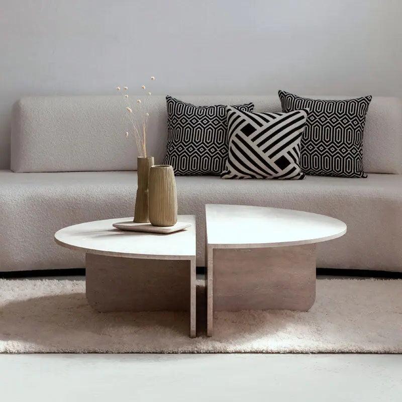 Table basse Japandi Travertin Kiri – Élégance contemporaine