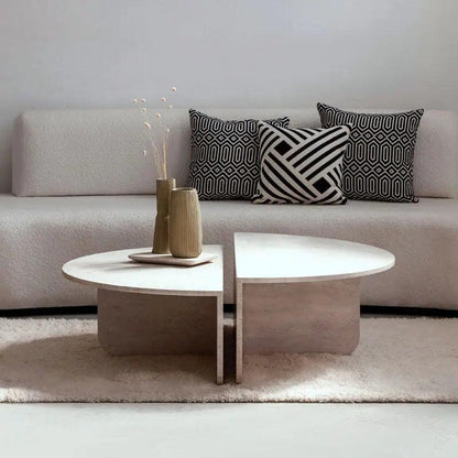 Table basse Japandi Travertin Kiri – Élégance contemporaine