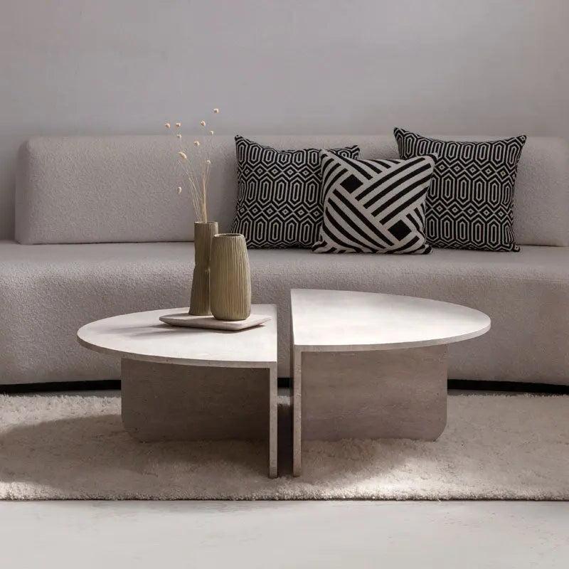 Table basse Japandi Travertin Kiri – Élégance contemporaine