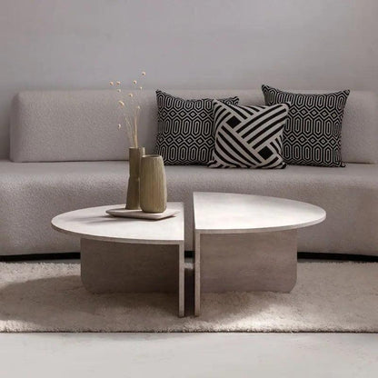 Table basse Japandi Travertin Kiri – Élégance contemporaine