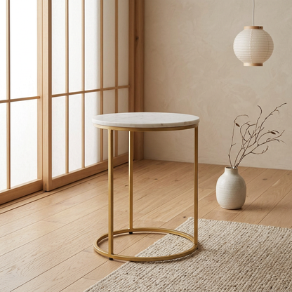Détail marbre blanc naturel — Table japandi | Maison Japandi