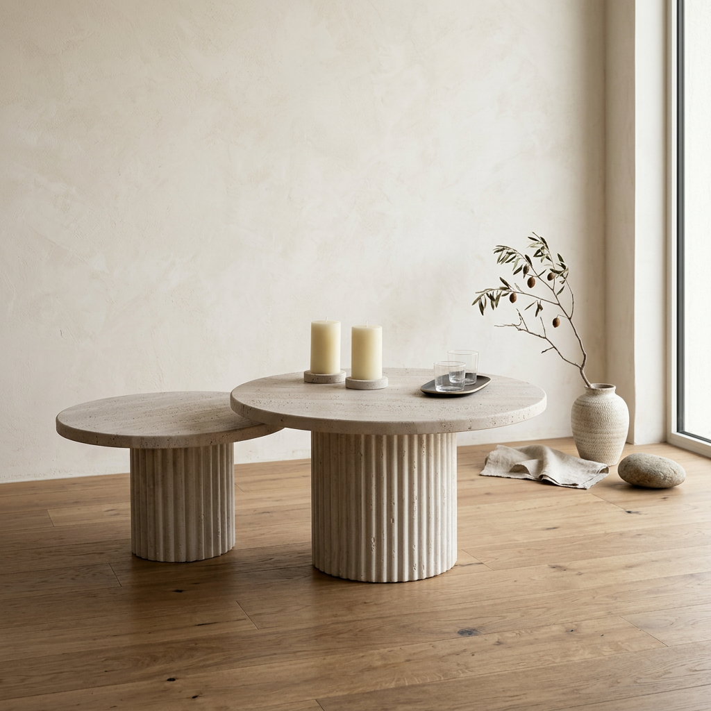 Table japandi Tables dans un intérieur japandi — Travertin | Maison Japandi