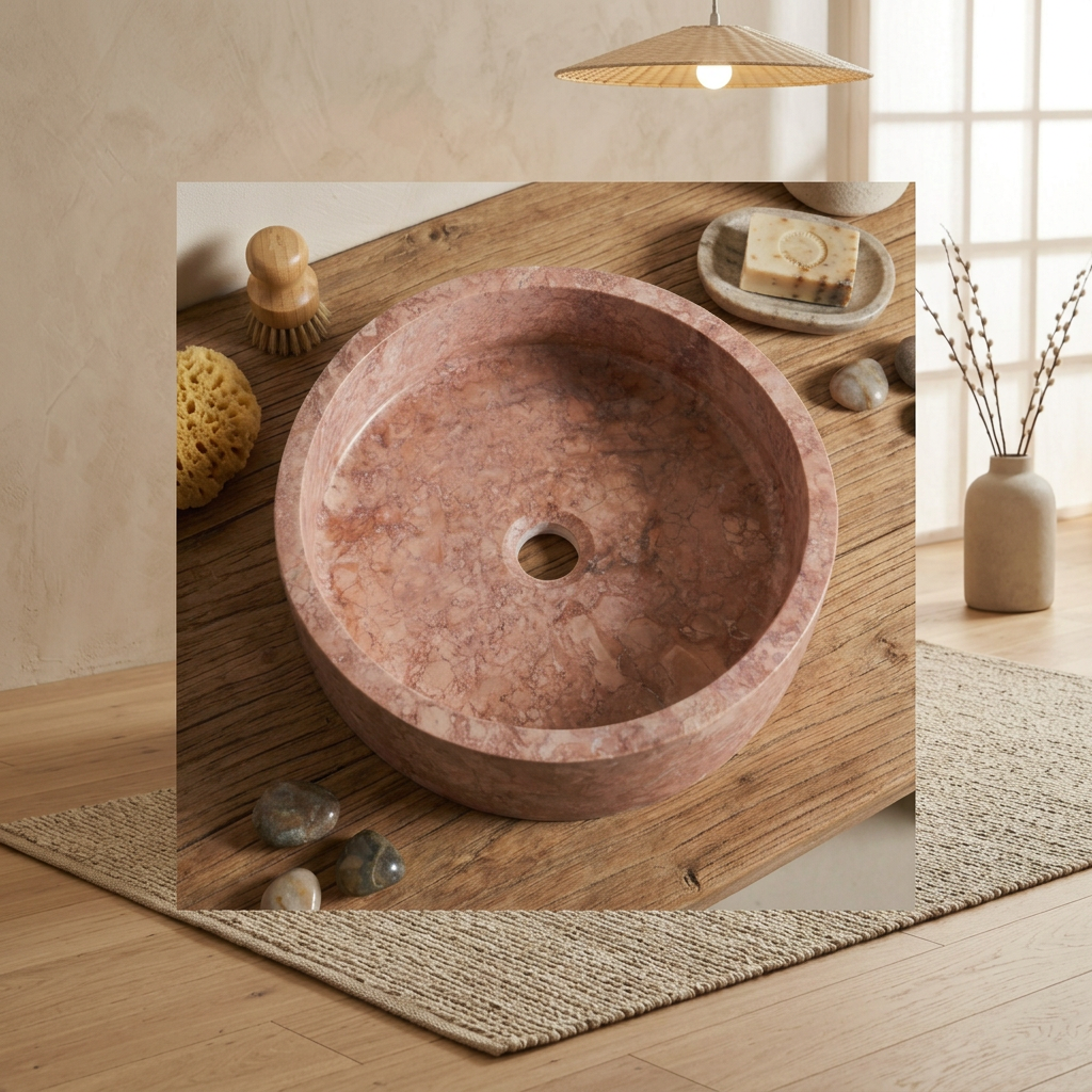 Détail travertin naturel — Vasque japandi | Maison Japandi