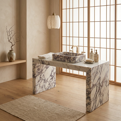 Détail marbre naturel — Vasque japandi | Maison Japandi