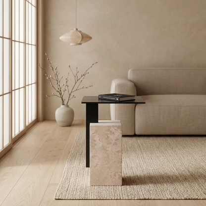 Table japandi en travertin — Maison Japandi