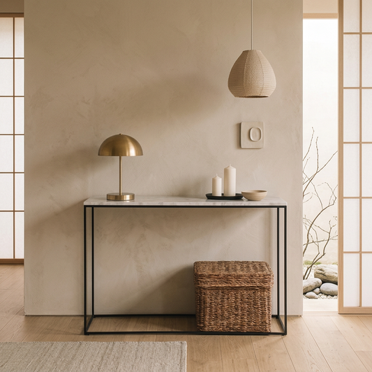 Console japandi Métal en marbre blanc — Maison Japandi