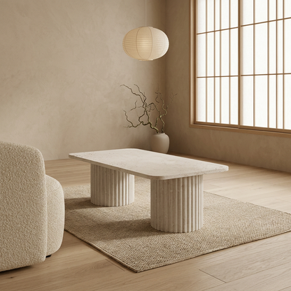 Plateau travertin — table basse japandi Tai artisanal | Maison Japandi