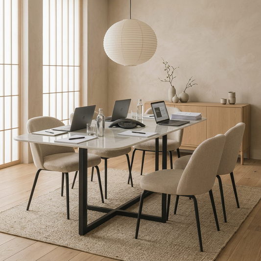 Bureau japandi Skog en marbre blanc — Maison Japandi