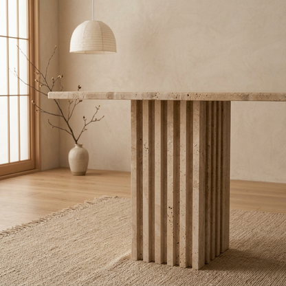 Table japandi dans un intérieur japandi — Travertin | Maison Japandi