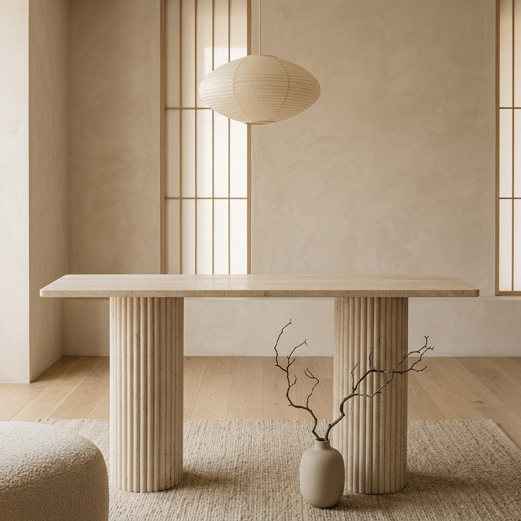 Console japandi Take en travertin — Maison Japandi