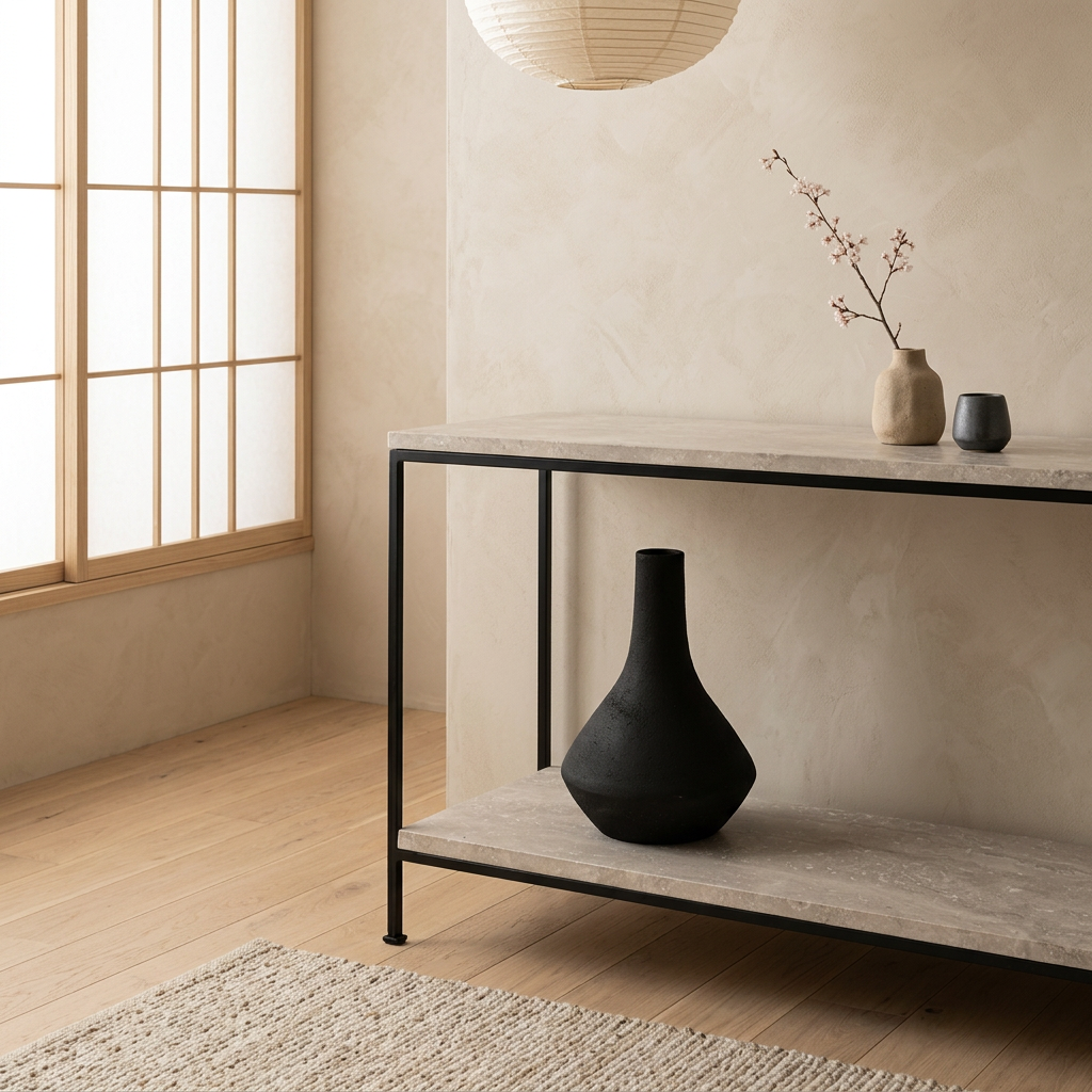 Console japandi Sen dans un intérieur japandi — Travertin | Maison Japandi