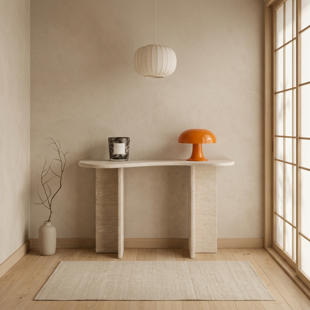 Console japandi Kumo en travertin — Maison Japandi