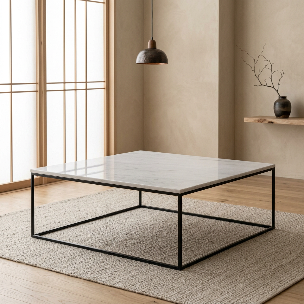 Structure table basse japandi Carrée pierre naturelle | Maison Japandi