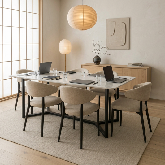 Bureau japandi Gren en marbre blanc — Maison Japandi