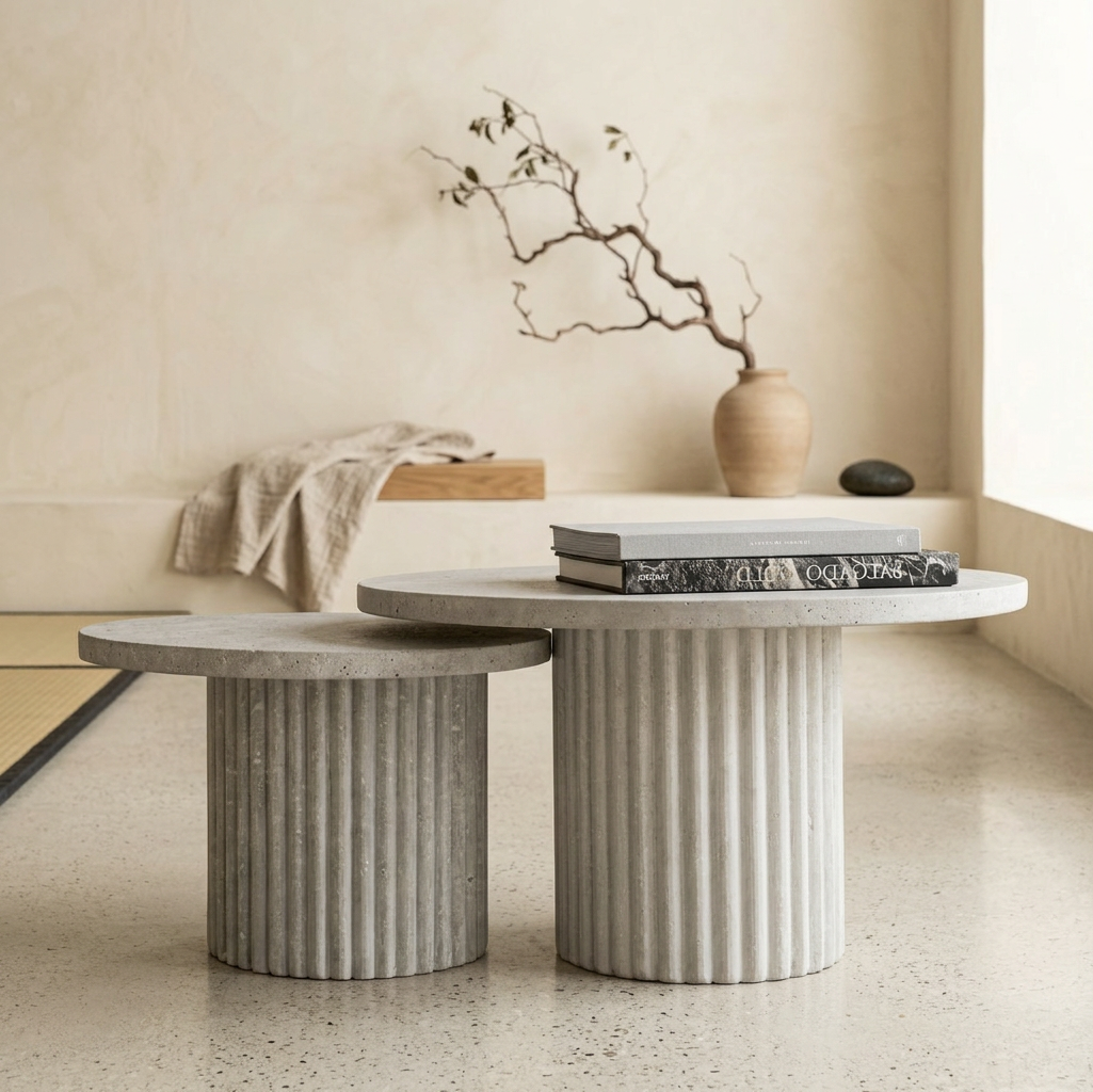 Détail travertin naturel — Table japandi Tables | Maison Japandi