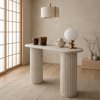 Console japandi en travertin — Maison Japandi