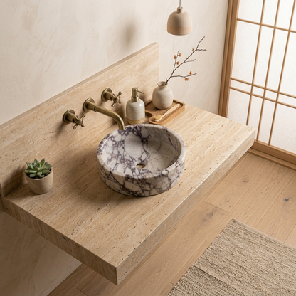 Vasque japandi dans un intérieur japandi — Marbre | Maison Japandi
